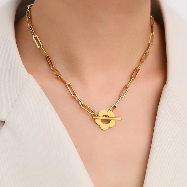 Gold Small Flower Chain Necklace