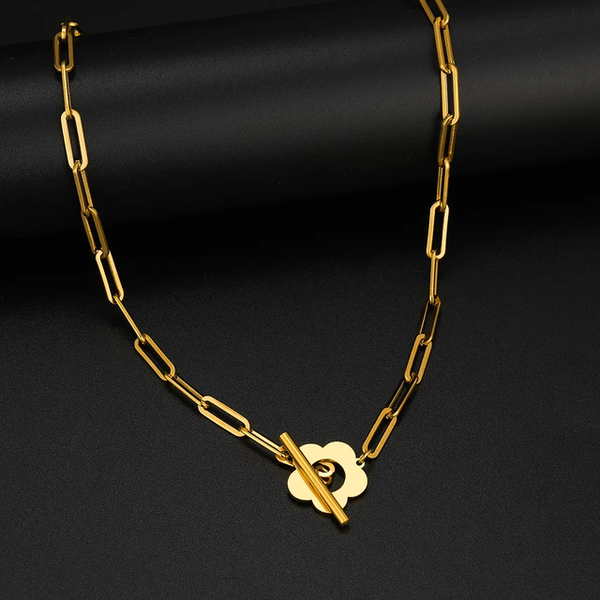 Gold Small Flower Chain Necklace