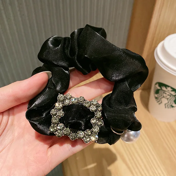 Rhinestone Scrunchie(Black)