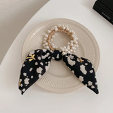 Pearl Monochrome Scrunchie (Black)