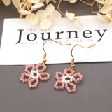 Beaded Flower Drop Earrings (Pink)