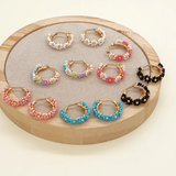 Multicolored Floral Hoop Earrings