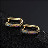 Rectangular Studded Hoops