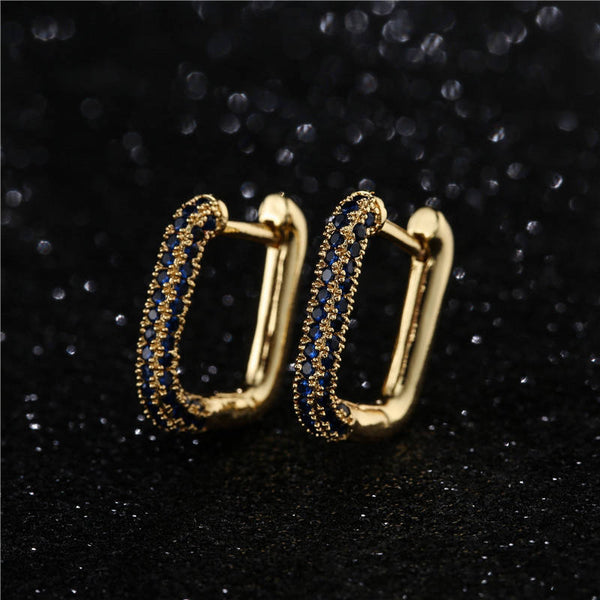 Rectangular Studded Hoops