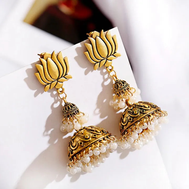 Ethnic Lotus Dangle Earrings