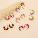 Bead Knitted Earrings (Black)