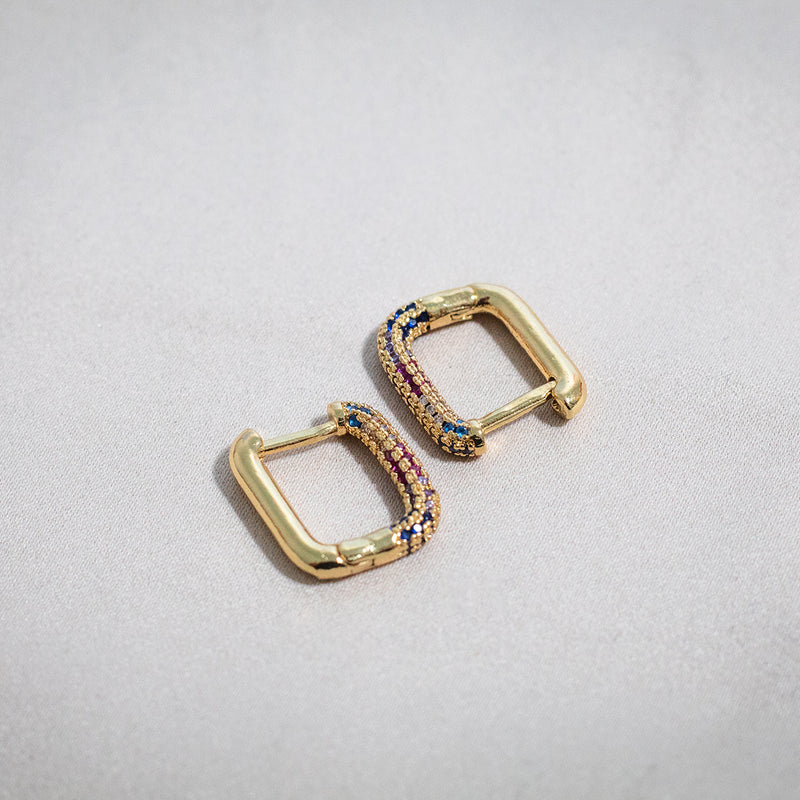 Rectangular Studded Hoops