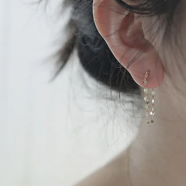 Geometric Chain Tassel Earrings