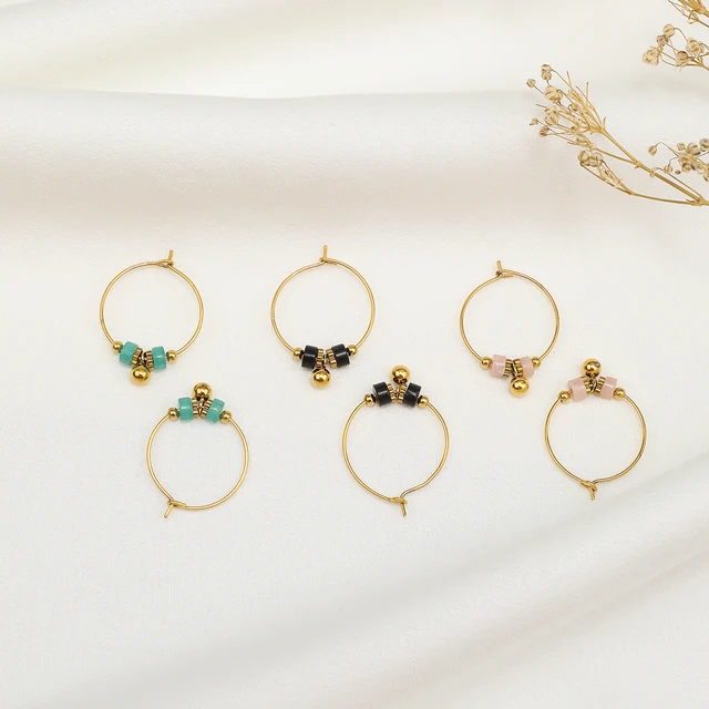 Minimalist Stone Hoops