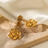 Gold Rose Flower Earrings