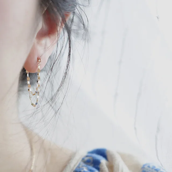 Geometric Chain Tassel Earrings